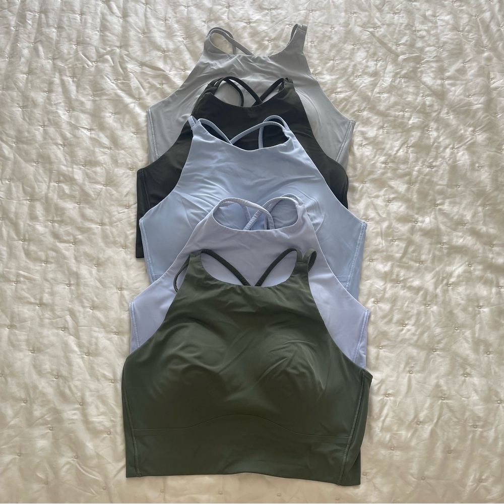 Lululemon Athletica like a cloud high neck long line bra lot of 5 Light support